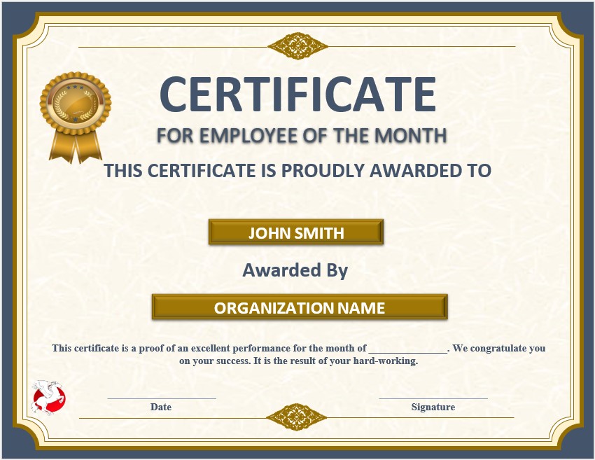 Employee of the Month Certificate Template